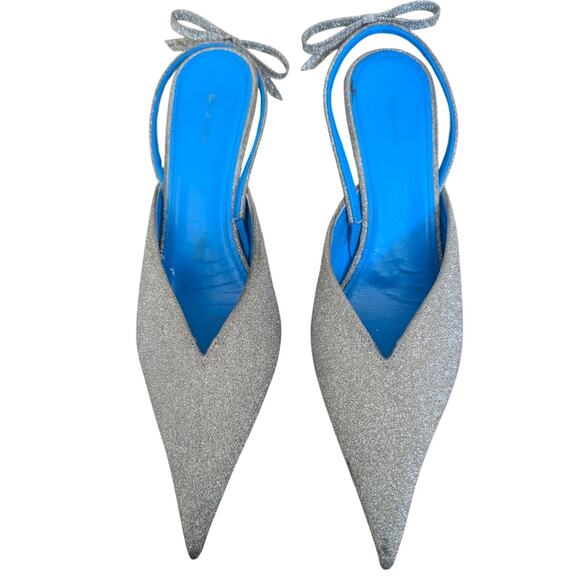 Balenciaga Glitter Knife Heels Slingback Bow 37 - Picture 1 of 14